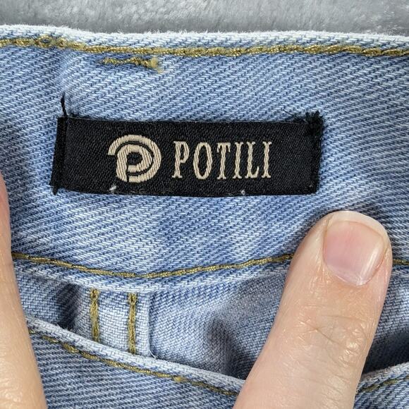 Potili Jeans Womens 18 Asymmetrical waist Light Wash Cropped Capri Distressed - Picture 10 of 10